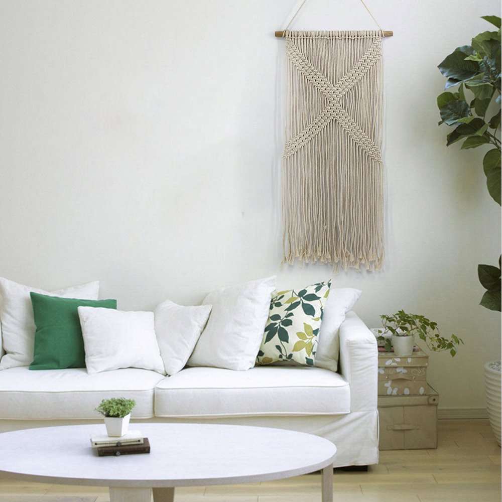 Tapices Omas Macrame Tapiz Colgante De Pared De Madera Varilla