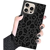 ZHUXUXITT Rectangle Case for iPhone 16 Pro Max, Black Gray Leopard Print Design for Men Boys [Anti-Scratch] Non-Slip+Shockproof Rugged TPU Protective Case