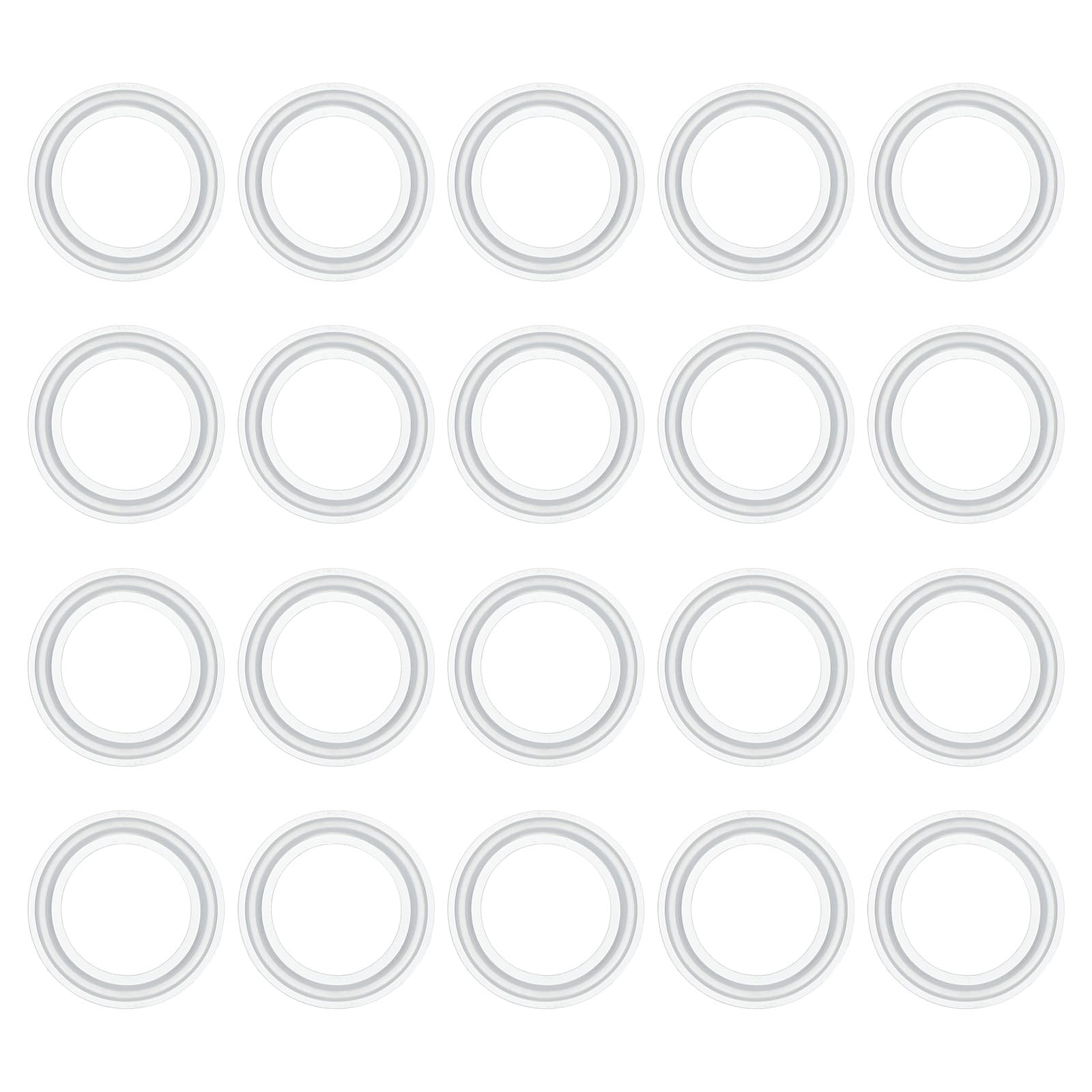PATIKIL 20pcs Tri Clamps Gasket, 25.4mm OD 15.9mm ID Sanitary TC Tri Clamps Gasket Tri Pipe Silicone Ferrule Washers Tube Fittings O Ring Seal Gaskets for Dairy Brewing Winery Equipment