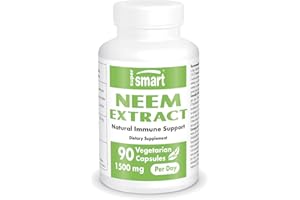 Supersmart - Neem Extract 1500mg per Day - Azadirachta Indica Leaf Oil Extract - Neem Supplement | Non-GMO & Gluten Free - 90 Vegetarian Capsules