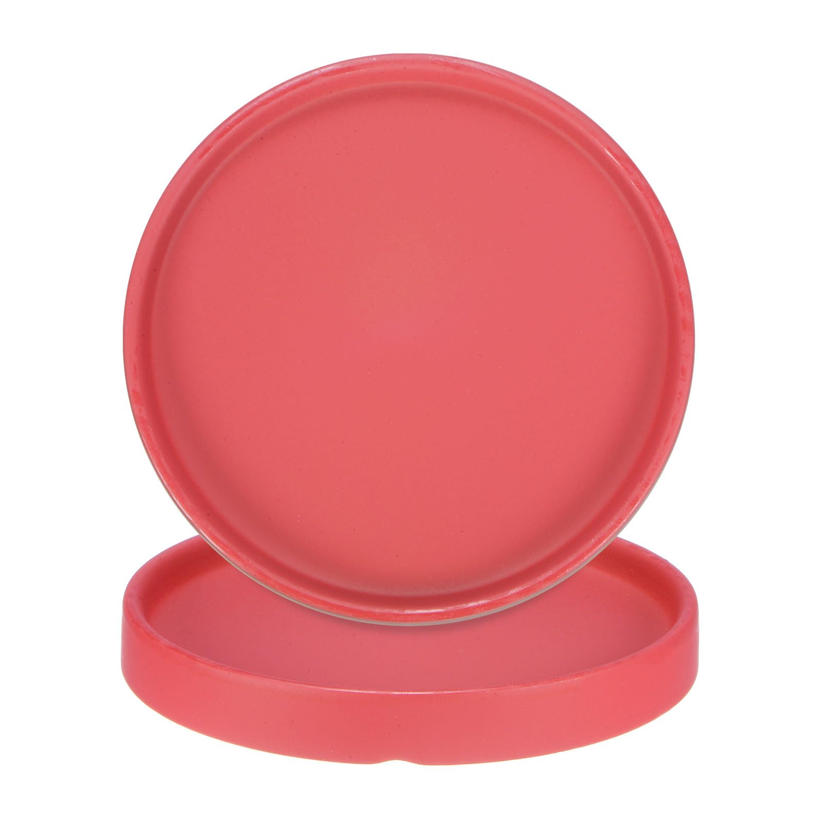 M METERXITY 2-Pack Ceramic Plant Saucer, 6.3 Inch 16cm Plant Water Catcher Tray, Plant Pot Saucers for Indoor/Outdoor Plants/Flower Drainage Drip Water Tray [Round Dark Red]
