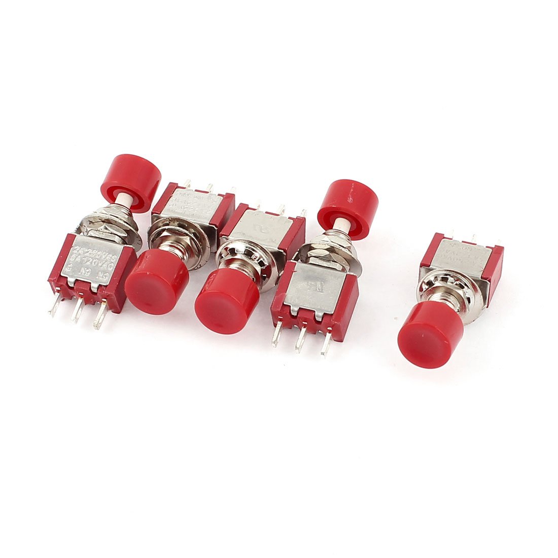 Sourcingmap AC 250V/2A 120V/5A 3 Terminals Spdt Momentary Tactile Tact Pushbutton Switch 5Pcs