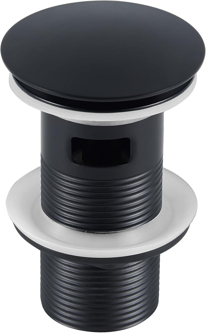 Wasserrhythm Pop Up Basin Waste Matte Black 1/4 BSPP UK Standard Slotted with
