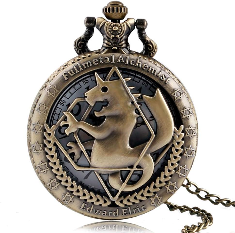 Pocket Watch for Men, Analog Quartz Movement Fullmetal Alchemist Pocket Watch, Novel Edward Elric Anime Cosplay Gifts
