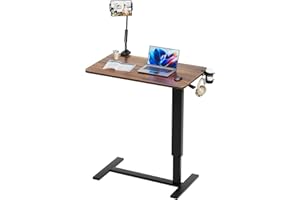 Corubak Adjustable Overbed Bedside Table with Wheels(31.2" W), Hospital Bed Table Over The Bed, Mobile Standing Desk Rolling Computer Cart, Laptop Desk with Cup Holder, Phone & Tablet Holder