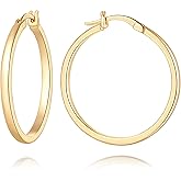 14K Gold Earrings for Women 14K Gold Hoop Earrings for Women Gold Hoops Earring for Womens Hoop Clean Rounded Silhouette Womens Hoops Earring 20/25/30/40 MM