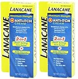 Lanacane Maximum Strength Anti-Itch Cream, 1 oz, 2in1 Fast Acting Itch Relief and Kills Germs (Pack of 2)