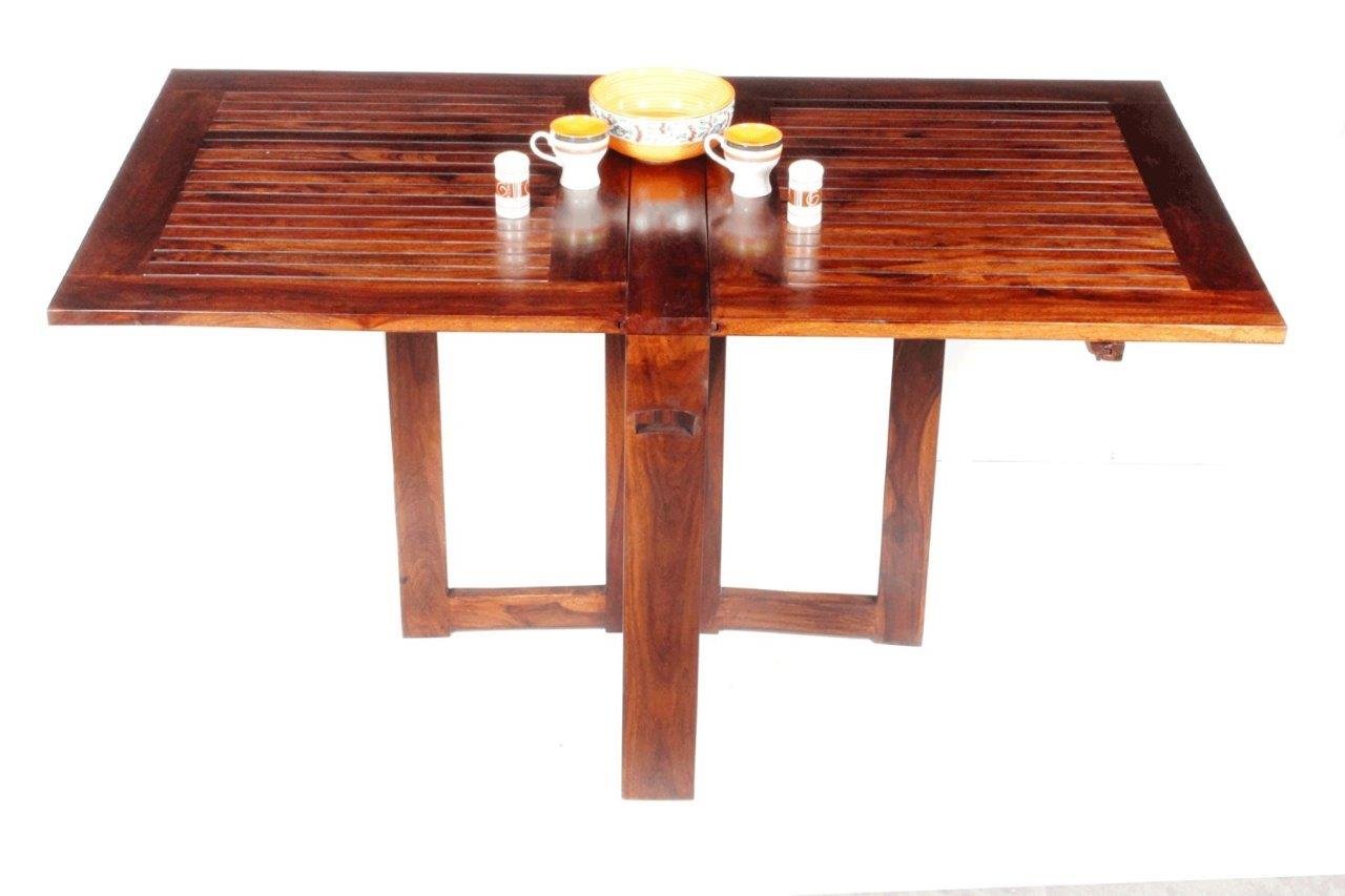 Sheesham Wood Hand Made Folding Dining Table Strip Design in India