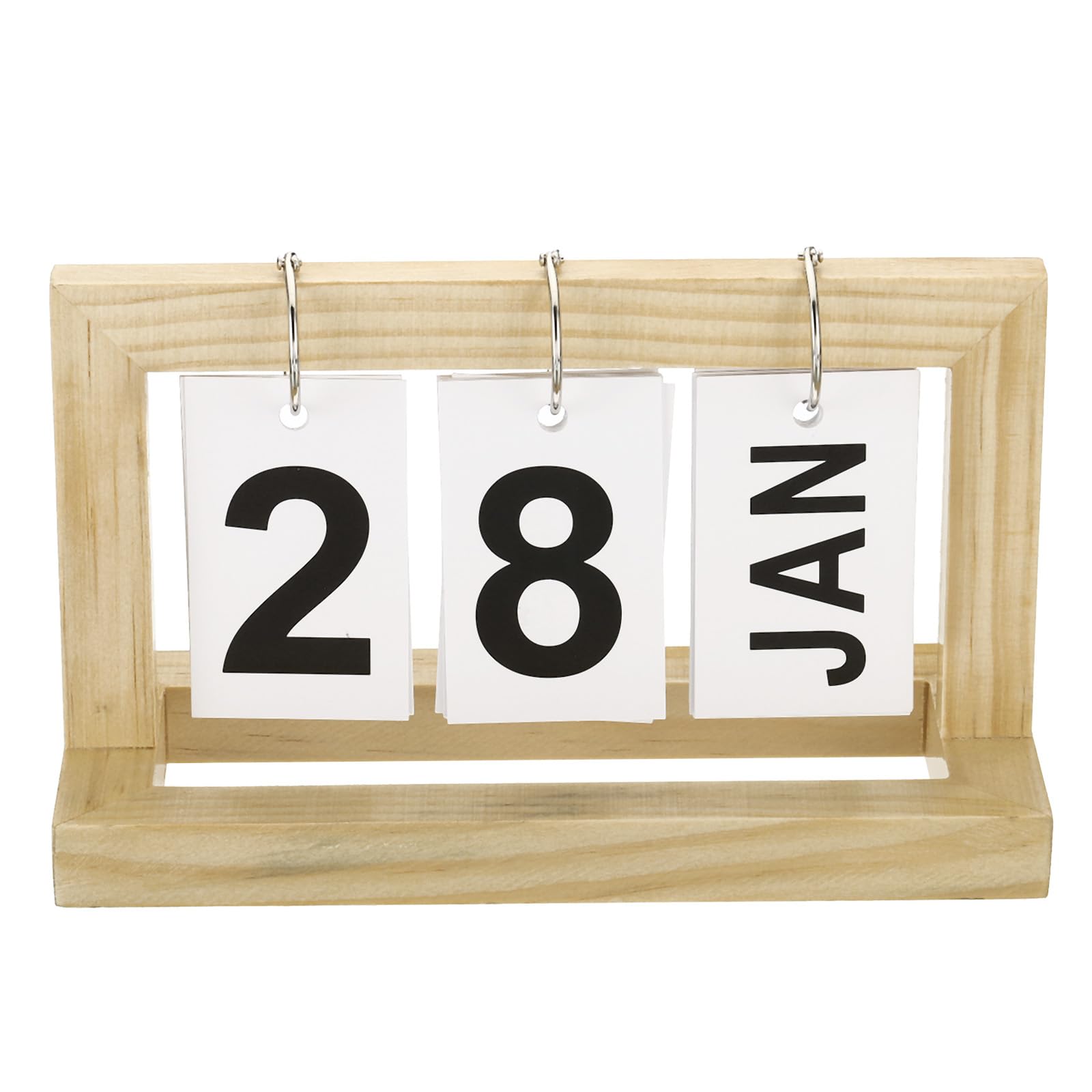 YOKIVE Wooden Perpetual Flip Calendar for Desk, Wood Month Date Display Page, Great for Daily Desktop Shop Bar Desk Decor (Brown)