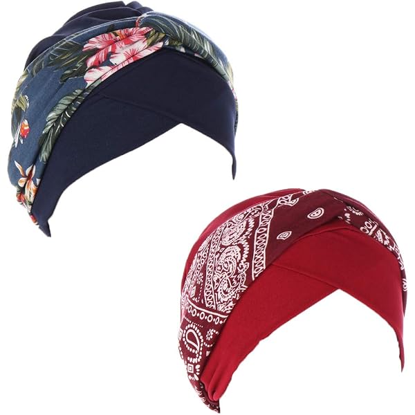 JDYaoYing 3-Pack Women's Turban Caps - Vintage Beanie Headscarf With Flower Design