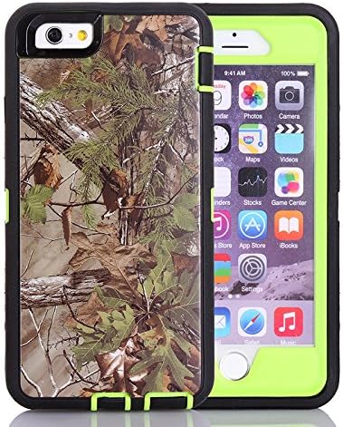 Kecko(TM) for iPhone 6 Plus 5.5" Case, Triple Layer Protective High Impact Hybrid Combo Tree Camoflauge Case with Built in screen, Kickstand[Holster Belt-clip Case Holder], SHOCKPROOF+DIRTPROOF+SCRATCHPROOF Heavy Duty Rugged Tough Armor Tree Camo Defender Series Case (Forest Green)