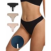LUCKMEEY Cotton Thongs for Women Seamless Thongs for Women No Show Thong Panty Liners Workout G-String Thongs Underwear