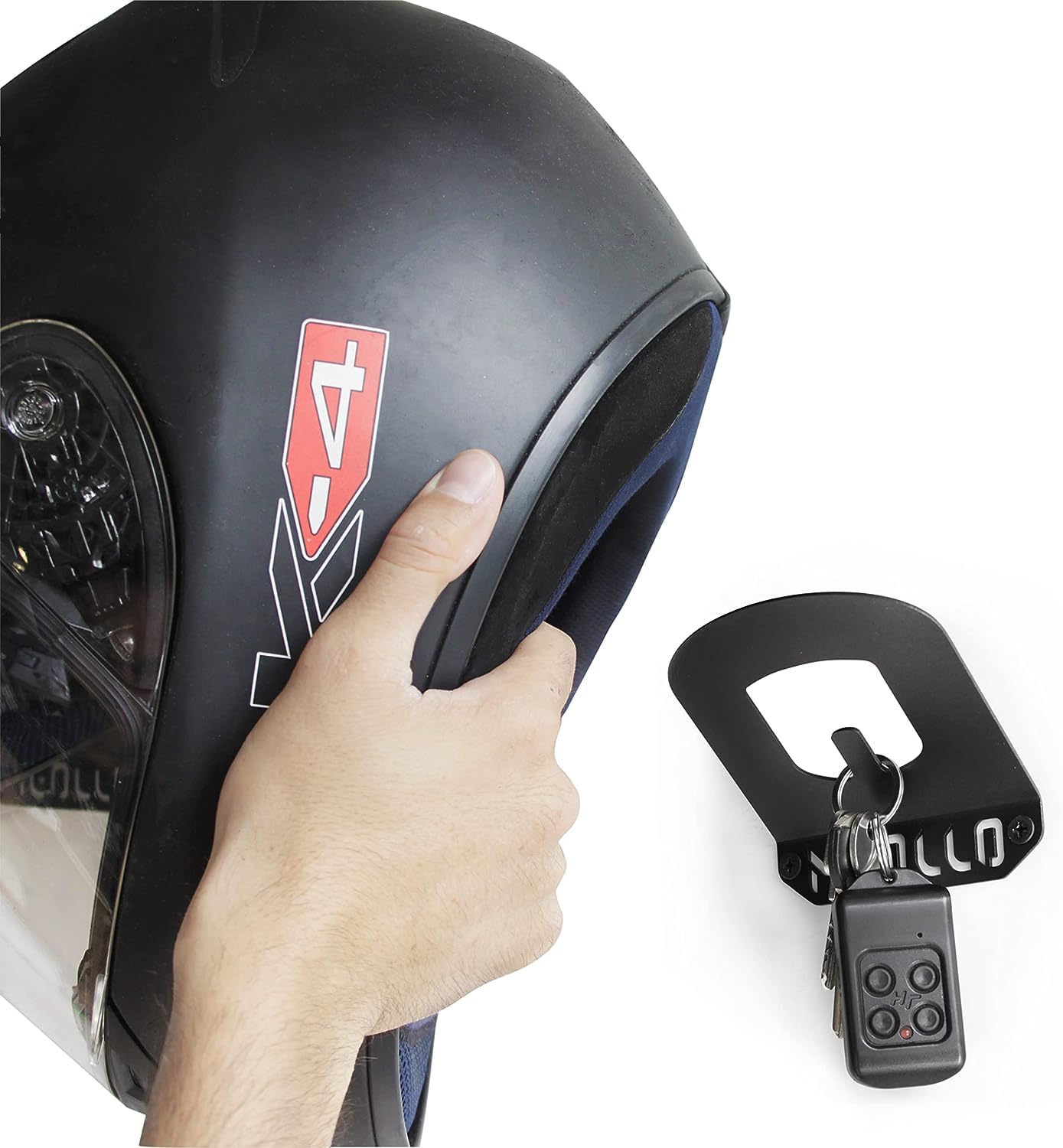 MEOLLO Helmet Mount on the Wall (100% Steel) - Made in Spain (Mini Black X2)