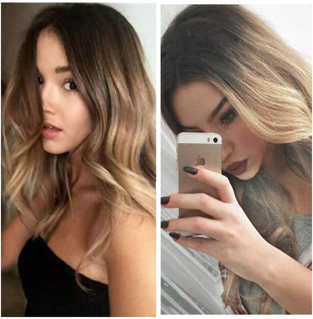 Fashion Synthetic Wig Blonde Ombre Wig Long Curly Wave Wig for Women Natural Black Rooted Gradient Wig with Free Wig Cap