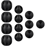 eBoot 12 Pieces Desktop Cable Clips Holders Cord Management System for Computer, Charging and Mouse Cord, Black