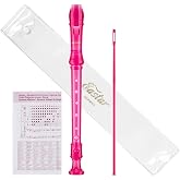 Eastar German C Soprano Recorder for Kids Beginners Kit, Pink, ERS-1GP