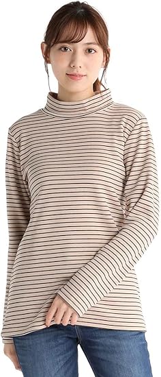 Amazon トップス ハイネック カットソー インナー 長袖 レディース ボーダー 無地 秋 冬 Honeys ハニーズ 裏シャギーハイネック Tシャツ カットソー 通販