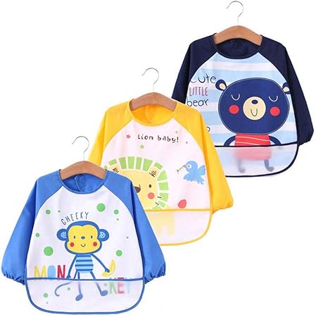 Kobwa Bavoirs Bebe A Manches Impermeable A L Eau 3pcs Kids Art Bavettes A Manches Longues A Poche Enfants Peignant Des Tabliers 6 Mois Bebes Jusqu A 3 Ans Bambins Amazon Fr Bebes Puericulture
