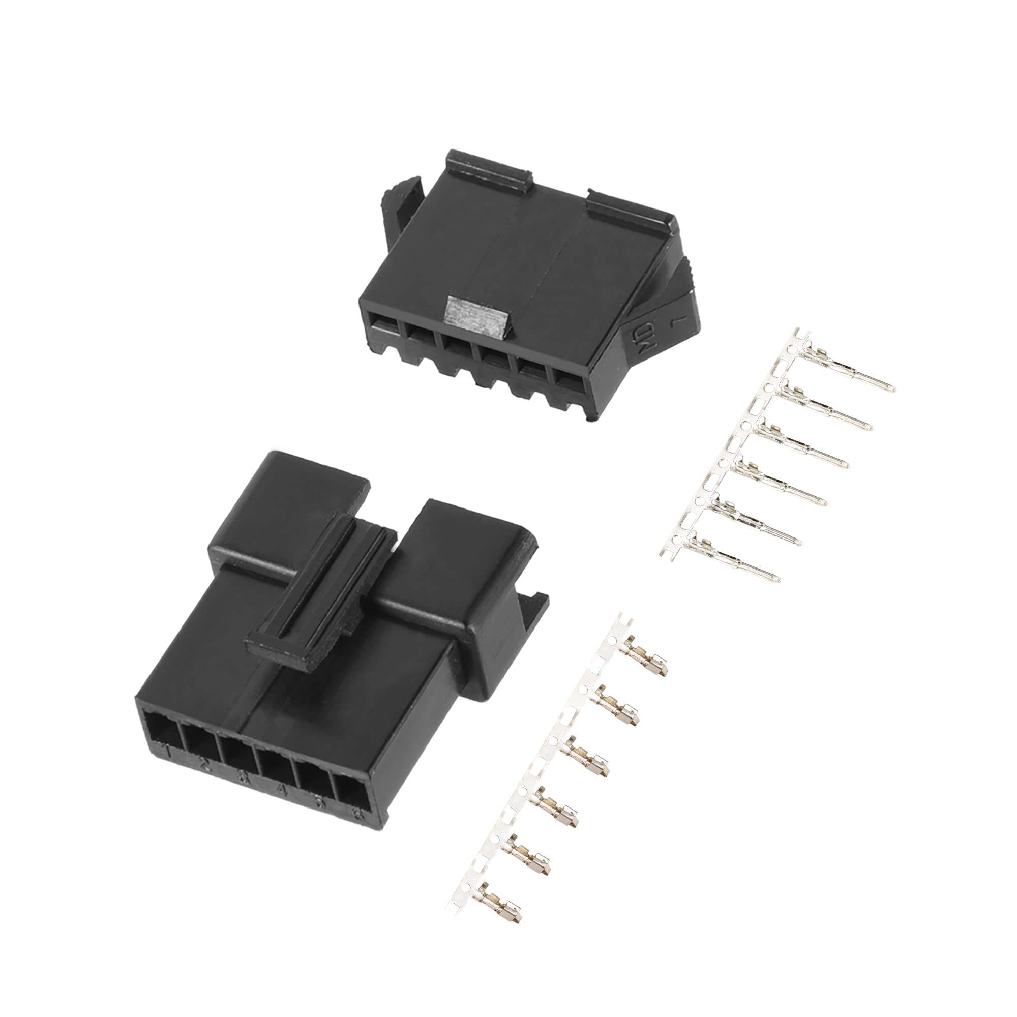 A ABSOPRO 2.54mm 6 Pin Black Plastic Male Female -SM Housing Crimp Terminal Connector (Set of 40)