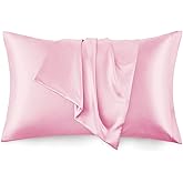 Love's cabin King Size Satin Pillowcase Set of 2, Similar to Silk Pillow Cases, Satin Cooling Pillow Covers for Hair and Skin with Envelope Closure, 20x36 inches, Pink