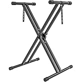 GLEAM Keyboard Stand ELectric Piano Stand - Heavy Duty Double X Style with Locking Straps, Fits 54-88 Key Electric Pianos, DJ