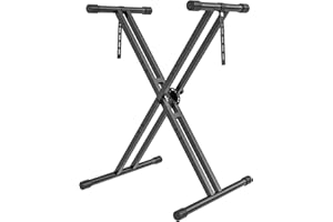 GLEAM Keyboard Stand ELectric Piano Stand - Heavy Duty Double X Style with Locking Straps, Fits 54-88 Key Electric Pianos, DJ