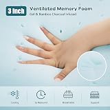 Vesgantti 3 Inch Memory Foam Mattress Topper Gel & Bamboo Charcoal Infused view 3