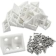 Zorveiio 20 Pcs 0.7" White Right Angle Bracket with Screws Plastic L Brackets, 90 Degree Corner Brace Corner Support for Wood Shelf Chair Cabinet Box