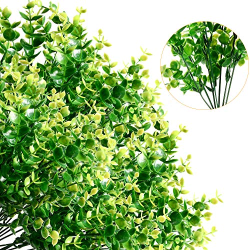Woaiwo-q Artificial Flowers Artificial Plants Fake Plants Farmhouse Greenery Fake Boxwood for Outdoor Indoor Farmhouse,Home,Garden,Office,Weeding Decor(8 Pack)