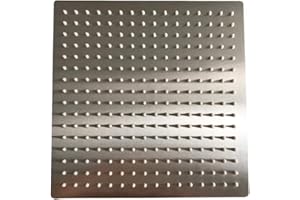 BESy 12 Inch Rain Shower Head, 12" Square Rainfall & High Pressure Stainless Steel Bath Shower Head, 1/16" Ultra Thin, Waterfall Full Body Coverage with Silicone Nozzle, Non Fingerprint Brushed Finish