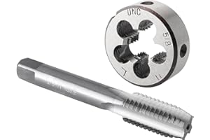 Burkit 5/8"-11 UNC Tap and Die Set Left Hand, 5/8 x 11 UNC Machine Thread Tap and Round Die