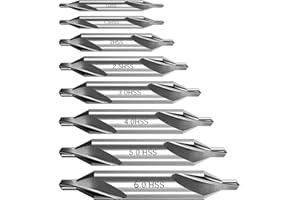 SeonFook 8 PCS Center Drill Bits Set, Countersink Tools for Lathe Metalworking 60 Degree Angle HSS Center Drill Bits for Alloy Steel, Cast Iron, Other Hard Metals (1.0/1.5/2.0/2.5/3.0/4.0/5.0/6.0)