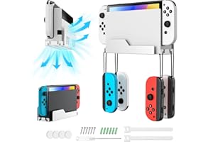 MoKo Wall Mount for Nintendo Switch/Switch OLED, Metal Wall Mount Bracket with 4 Joy-Con Hooks, Airflow Gap Design Fast Heat 