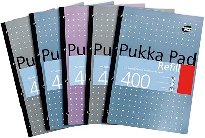 Pukka Pad A4 Refill Notepad 5 Pack 400 Pages 80GSM 4-Hole Margins