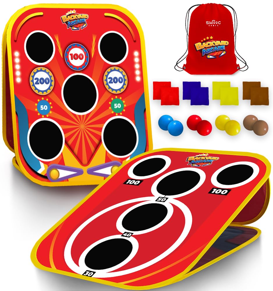 Photo 1 of Swooc Games® - Backyard Arcade™ | 2-in-1 Bean Bag Toss Game for Kids w/Carry Bag | 5-Second Setup & Storage | Outside Toys for Toddlers | Carnival Games for Kids | Outdoor Toddler Activities