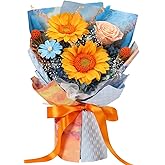 Jtoder Forever Flowers for Delivery, Preserved Sunflower Bouquets, Long Lasting Roses, Eternal Flower Bouquet with Gifts Box for Mother Wife Girlfriend on Festivals Birthday Anniversary (Blue)