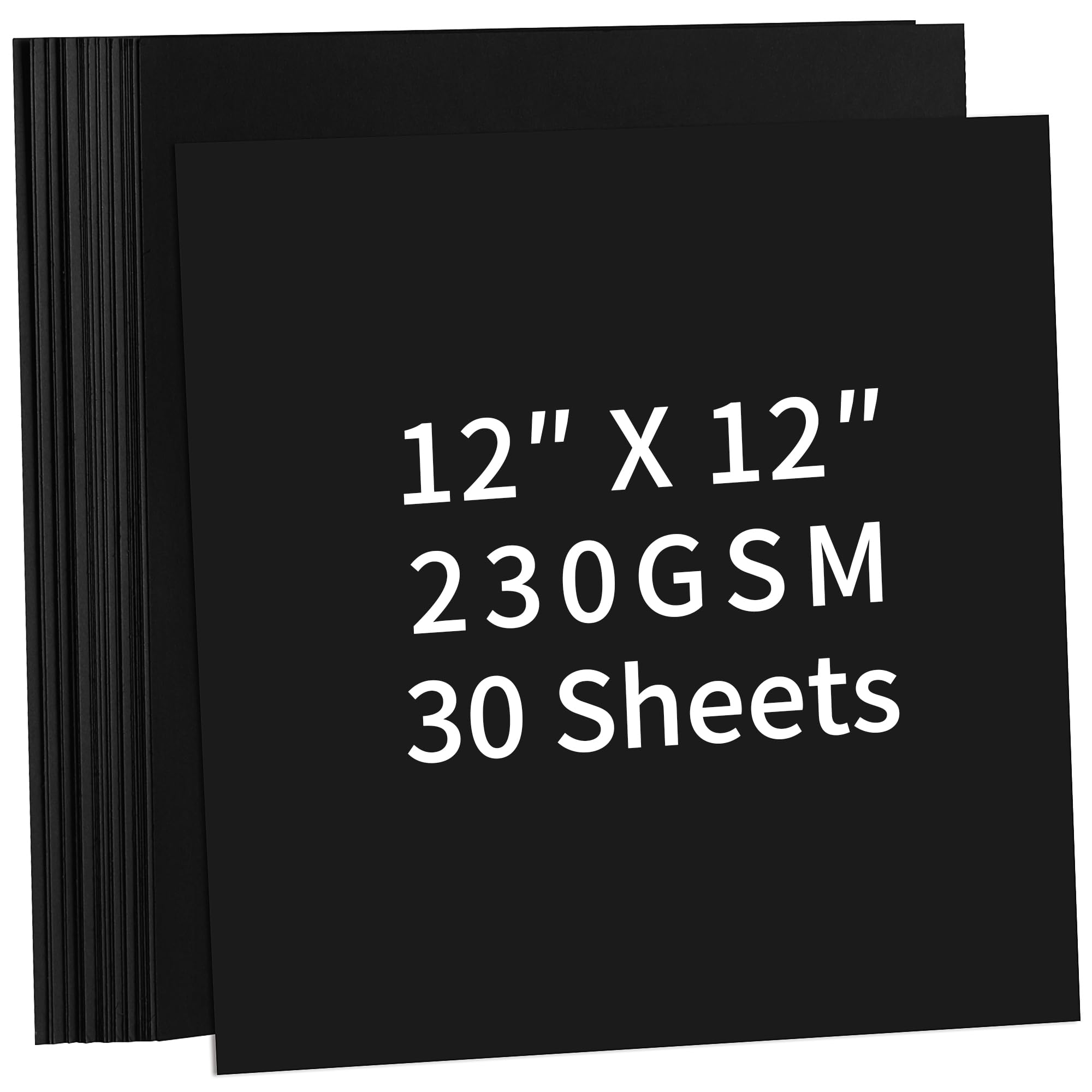 30 Sheets Black Cardstock - 12'' x 12'' 230gsm/85lb Cover Card Stock Paper 30 × 30cm Square Card Paper for Scrapbooking, Crafts, Business Cards UAP05BK