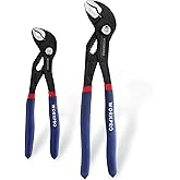 WORKPRO 2 Piece Groove Joint Pliers Set, 7 & 10-Inch Fast Adjustable Water Pump Pliers, V-Jaw Tongue and Groove Pliers in CRV