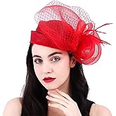 Woman Sinamay Fascinator Hat Pillbox Derby Hats Linen Feather with Veil Vintage Bridal Wedding Tea Party Cap