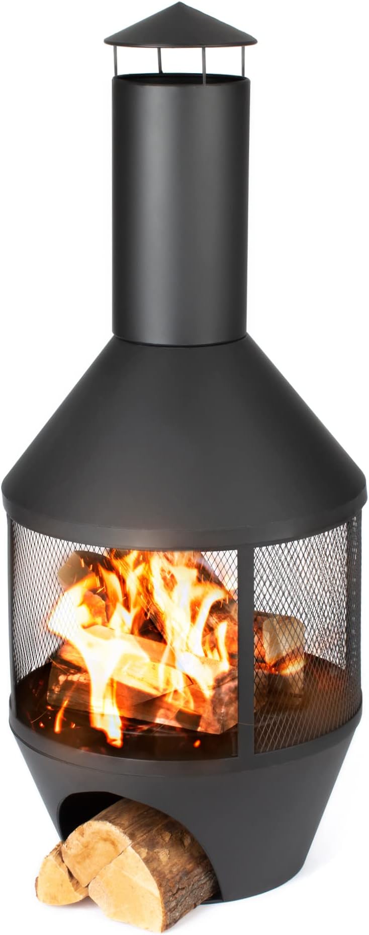 LIVIVO 107cm Chiminea Patio Heater - Grey, Weather & Rust-Resistant