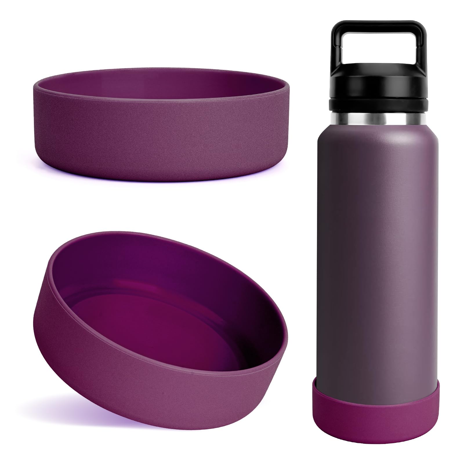 Linkidea 2 Pack Water Bottle Boot Compatible with YETI Rambler Bottle 26oz, Yonder 34oz, Silicone Anti-Slip Bottle Bottom Sleeve Bumper Protector (Nordic Purple)