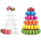 6 Tiers Round Macaron Tower Stand Plastic Macaroon Display Cupcake Holder | Desserts Cupcake Holder Platter for Wedding, Birthday Party, Baby Shower, Party Decoration