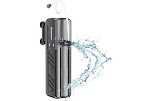 CHERLAM Submersible Aquarium Filter, 6W Internal Aquarium Filter, Adjustable Fish Tank Filter with Biological Filtration 132GPH Water Pump for 5-10 Gal Fish Tank, Pond, Statuary, Hydroponic