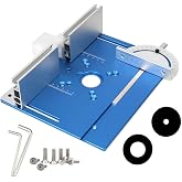 KETIPED Aluminium Router Table Insert Plate,Woodworking Benches Router Flip Plate W/Miter Gauge Guide Fence Sliding Brackets