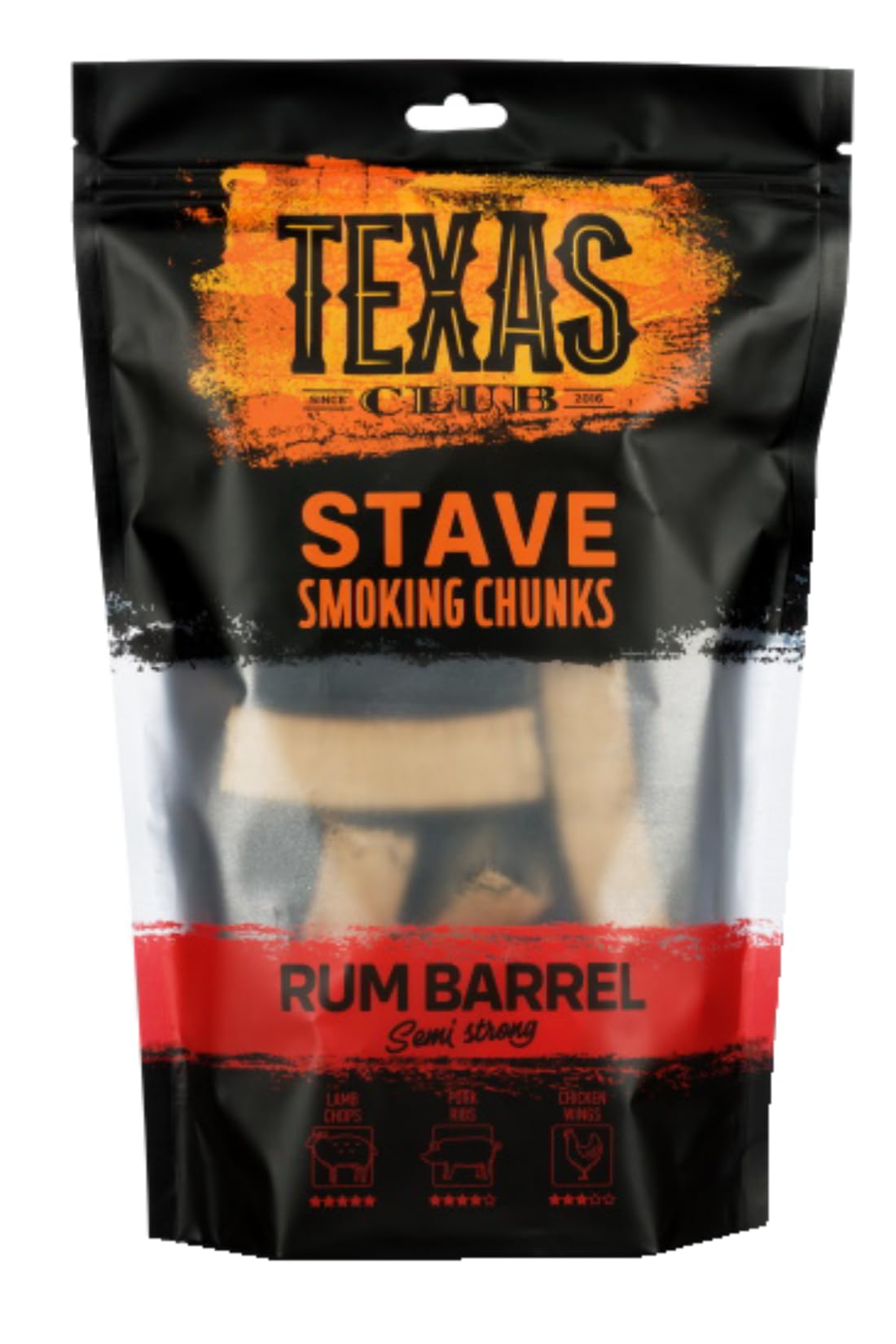 TEXAS CLUB Smoking Wood Chunks Perfect BBQ Grill and Outdoor Picnic (Rum Barrel)