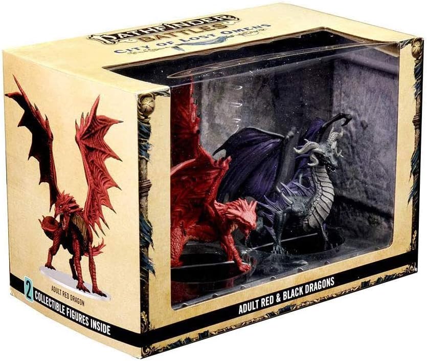 WizKids Pathfinder Battles: City of Lost Omens Premium Set: Adult Red & Black Dragons