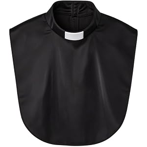 Wiywef Detachable Priest Collar Clergy Bib, Black Vicar Tab Collar with White Tap, Unisex Clerical Full Collar Insert for Men