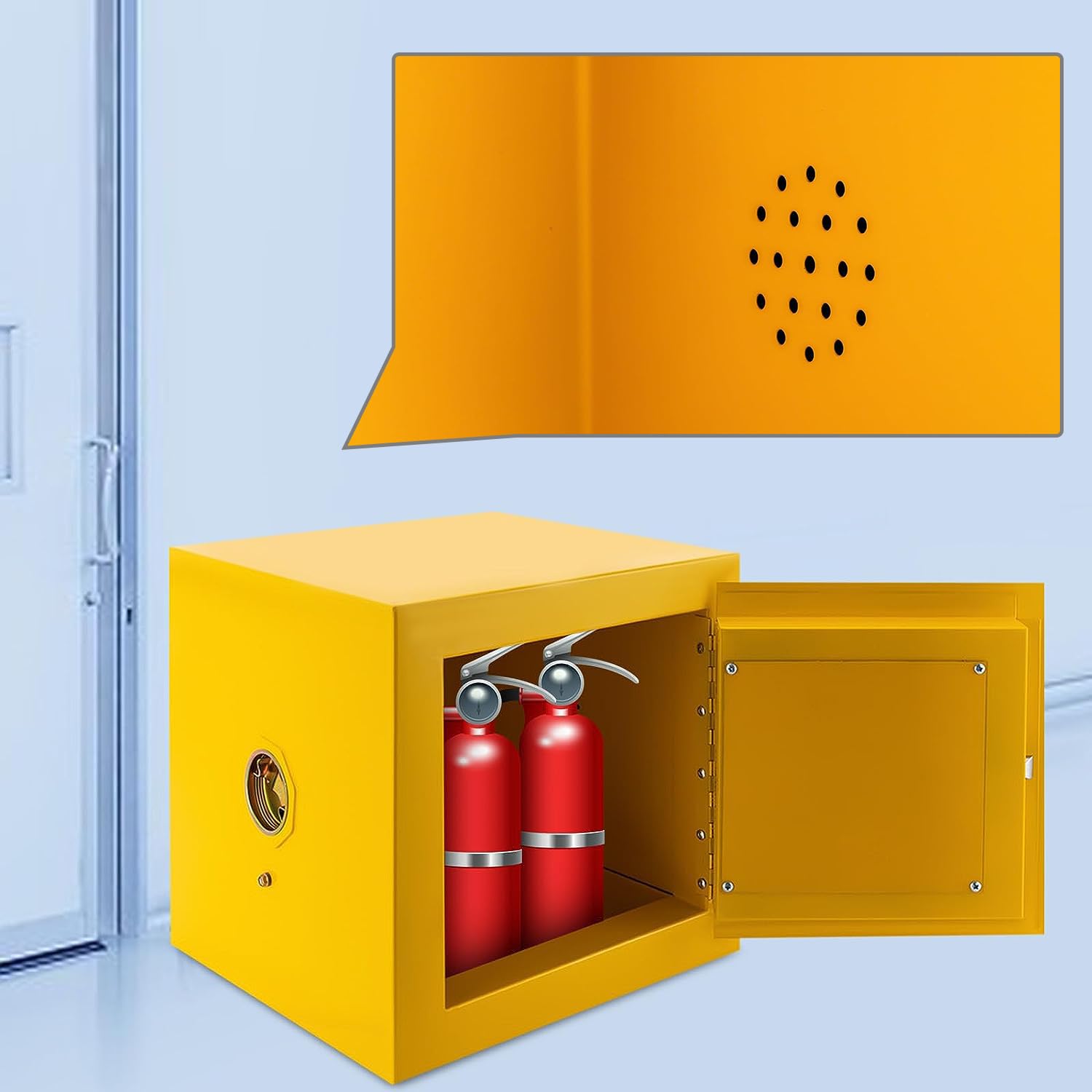 Flammable Safety Cabinet – 13x13x13" Hazardous Storage, 2-Gallon Capacity, Fireproof Metal Cabinet With Dual Lock
