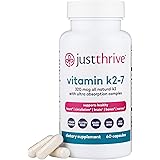 Just Thrive: Vitamin K2-7 - Bone and Heart Health Supplement with Magnesium, Zinc and Menaquinone-7 - 30-Day Supply - 320 mcg
