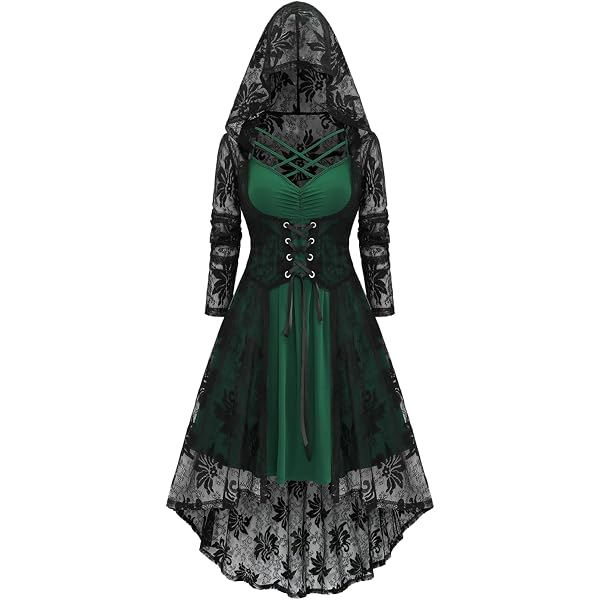 chinese dress ladies Halloween Bat Print Steampunk Lace Dress Black/M